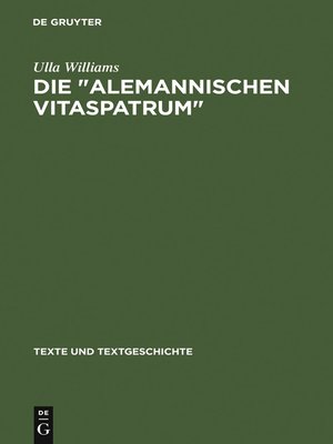 cover image of Die " Alemannischen Vitaspatrum "